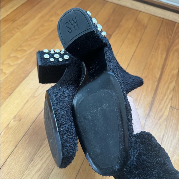 Stuart Weitzman Black Heeled Boots with Pearl Accents - Picture 6 of 7